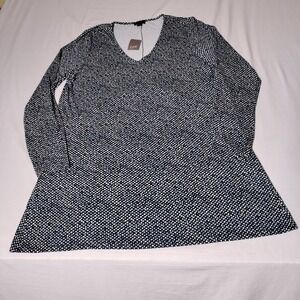 J.Jill Wearever Top Medium NWT 3/4 Sleeve Blouse Shirt‎ Blue Prussian B